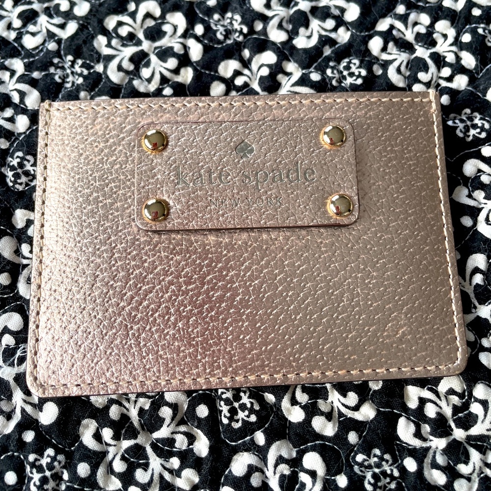 Kate Spade New York glimmer gold small slim card holder